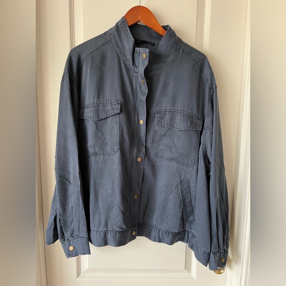 Women Blue Zip Up Thin Jacket - image 2